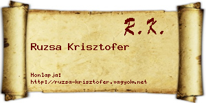 Ruzsa Krisztofer névjegykártya